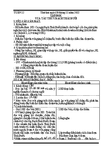 Kế hoạch bài dạy các môn Lớp 4 - Tuần 12 - Năm học 2022-2023 - Nguyễn Thanh Trường