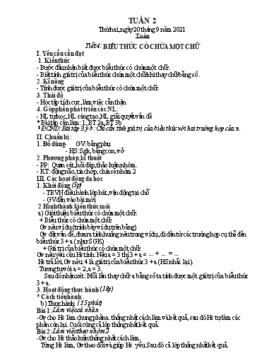 Kế hoạch bài dạy các môn Lớp 4 - Tuần 2 - Năm học 2021-2022 - Nguyễn Thị Huyền