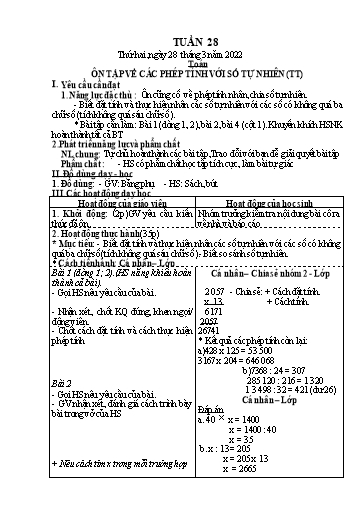 Kế hoạch bài dạy các môn Lớp 4 - Tuần 28 - Năm học 2022-2023 - Nguyễn Thị Huyền