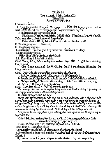Kế hoạch bài dạy các môn Lớp 4 - Tuần 34 - Năm học 2021-2022 - Nguyễn Thị Huyền