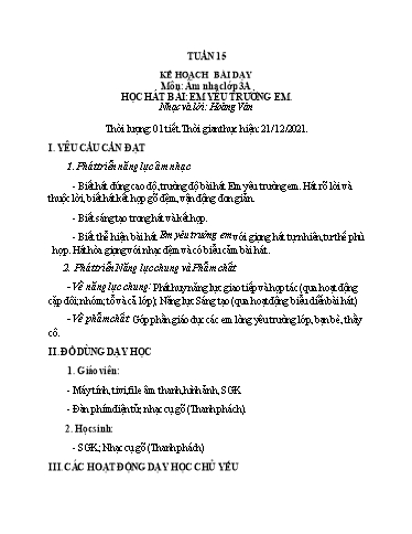Kế hoạch bài dạy các môn Tiểu học - Tuần 15 - Năm học 2021-2022 - Cao Thị Liễu