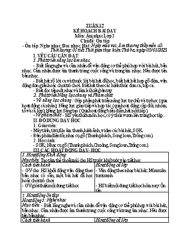 Kế hoạch bài dạy các môn Tiểu học - Tuần 17 - Năm học 2022-2023 - Cao Thị Liễu