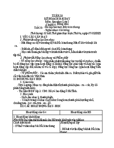 Kế hoạch bài dạy các môn Tiểu học - Tuần 20 - Năm học 2021-2022 - Cao Thị Liễu