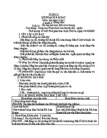 Kế hoạch bài dạy các môn Tiểu học - Tuần 21 - Năm học 2022-2023 - Cao Thị Liễu