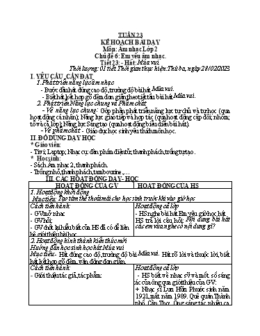 Kế hoạch bài dạy các môn Tiểu học - Tuần 23 - Năm học 2022-2023 - Cao Thị Liễu