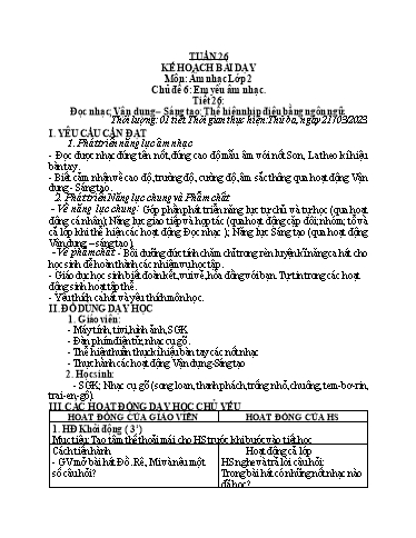Kế hoạch bài dạy các môn Tiểu học - Tuần 26 - Năm học 2022-2023 - Cao Thị Liễu
