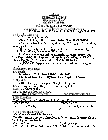 Kế hoạch bài dạy các môn Tiểu học - Tuần 29 - Năm học 2022-2023 - Cao Thị Liễu