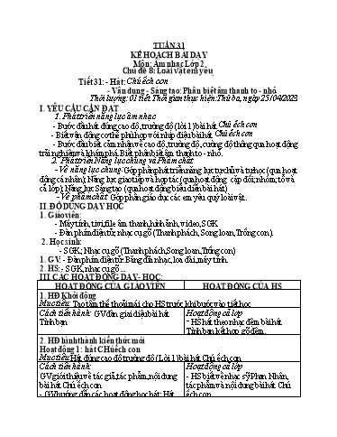 Kế hoạch bài dạy các môn Tiểu học - Tuần 31 - Năm học 2022-2023 - Cao Thị Liễu