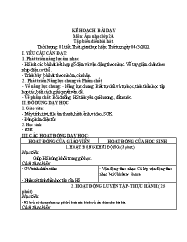Kế hoạch bài dạy các môn Tiểu học - Tuần 33 - Năm học 2021-2022 - Cao Thị Liễu