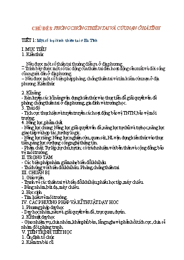 Kế hoạch bài dạy Giáo dục địa phương 7 - Chủ đề 8: Phòng chống thiên tai và cứu nạn ở Hà Tĩnh - Trường THCS Trần Kim Xuyến