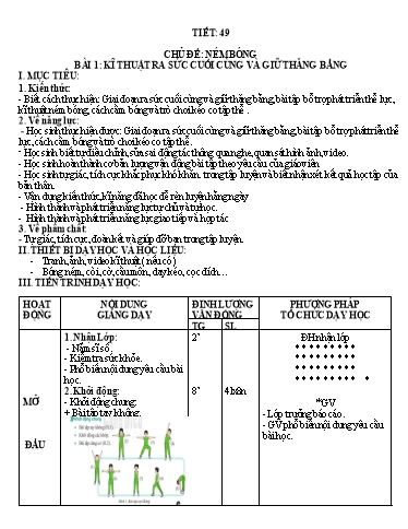 Kế hoạch bài dạy Giáo dục thể chất 6 - Tiết 49+50 - Năm học 2022-2023 - Trường THCS Trần Kim Xuyến