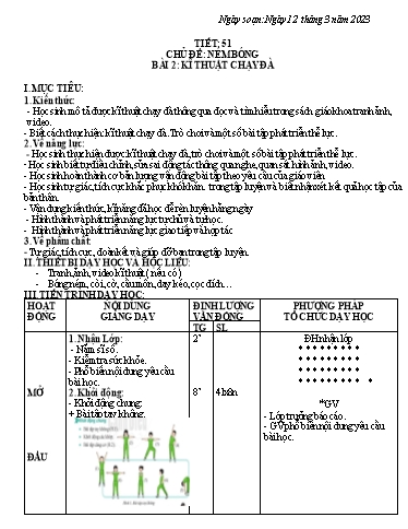 Kế hoạch bài dạy Giáo dục thể chất 6 - Tiết 51+52 - Năm học 2022-2023 - Trường THCS Trần Kim Xuyến