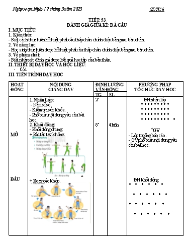Kế hoạch bài dạy Giáo dục thể chất 6 - Tiết 53+54 - Năm học 2022-2023 - Trần Đức Tuyến
