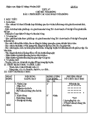 Kế hoạch bài dạy Giáo dục thể chất 6 - Tiết 57+58 - Năm học 2022-2023 - Trần Đức Tuyến