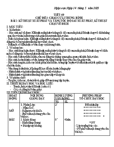 Kế hoạch bài dạy Giáo dục thể chất 6 - Tiết 69+70 - Năm học 2022-2023 - Trường THCS Trần Kim Xuyến