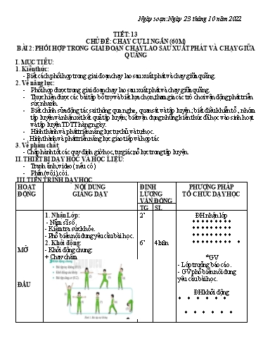 Kế hoạch bài dạy Giáo dục thể chất 7 - Tiết 13+14 - Năm học 2022-2023 - Trường THCS Trần Kim Xuyến
