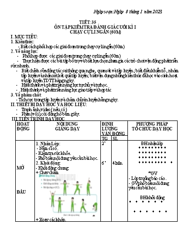 Kế hoạch bài dạy Giáo dục thể chất 7 - Tiết 35+36 - Năm học 2022-2023 - Trường THCS Trần Kim Xuyến