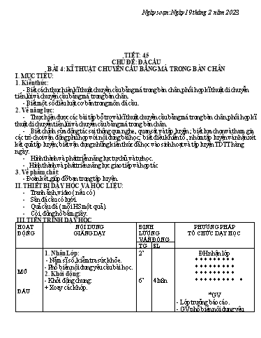 Kế hoạch bài dạy Giáo dục thể chất 7 - Tiết 45+46 - Năm học 2022-2023 - Trường THCS Trần Kim Xuyến