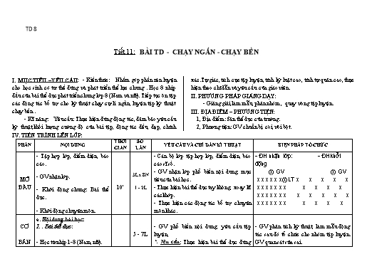 Kế hoạch bài dạy Giáo dục thể chất 8 - Tiết 11+12 - Năm học 2022-2023 - Trường THCS Trần Kim Xuyến