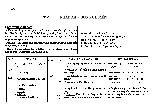 Kế hoạch bài dạy Giáo dục thể chất 8 - Tiết 41+42 - Năm học 2022-2023 - Trường THCS Trần Kim Xuyến