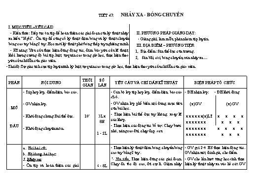 Kế hoạch bài dạy Giáo dục thể chất 8 - Tiết 47+48 - Năm học 2022-2023 - Trường THCS Trần Kim Xuyến
