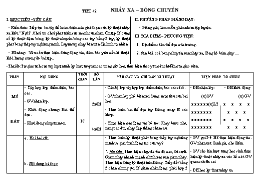 Kế hoạch bài dạy Giáo dục thể chất 8 - Tiết 49+50 - Năm học 2022-2023 - Trường THCS Trần Kim Xuyến