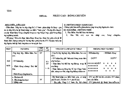 Kế hoạch bài dạy Giáo dục thể chất 8 - Tiết 59+60 - Năm học 2022-2023 - Trường THCS Trần Kim Xuyến