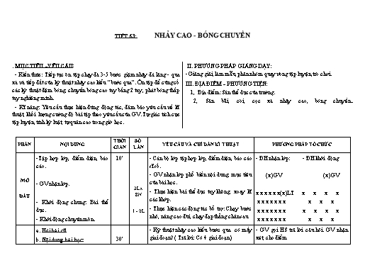 Kế hoạch bài dạy Giáo dục thể chất 8 - Tiết 63+64 - Năm học 2022-2023 - Trường THCS Trần Kim Xuyến