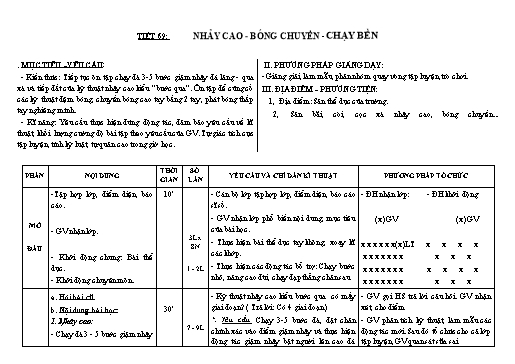 Kế hoạch bài dạy Giáo dục thể chất 8 - Tiết 69+70 - Năm học 2022-2023 - Trường THCS Trần Kim Xuyến