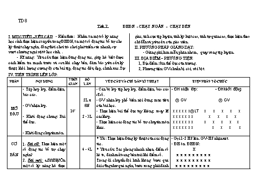 Kế hoạch bài dạy Giáo dục thể chất 8 - Tiết 7+8 - Năm học 2022-2023 - Trường THCS Trần Kim Xuyến