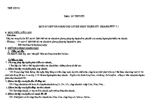 Kế hoạch bài dạy Giáo dục thể chất 8 - Tiết 9+10 - Năm học 2022-2023 - Trường THCS Trần Kim Xuyến