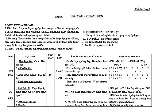 Kế hoạch bài dạy Giáo dục thể chất 8+9 - Tiết 29+30 - Năm học 2022-2023 - Trường THCS Trần Kim Xuyến