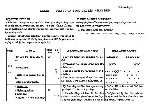 Kế hoạch bài dạy Giáo dục thể chất 8+9 - Tiết 69+70 - Năm học 2022-2023 - Trường THCS Trần Kim Xuyến