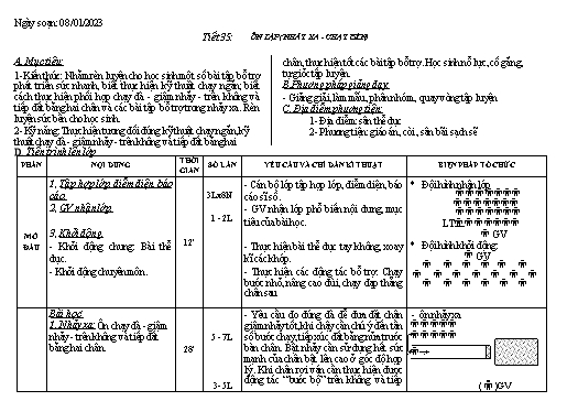 Kế hoạch bài dạy Giáo dục thể chất 9 - Tiết 35+36, Bài: Ôn tập nhảy xa-chạy bền - Năm học 2022-2023 - Trường THCS Trần Kim Xuyến