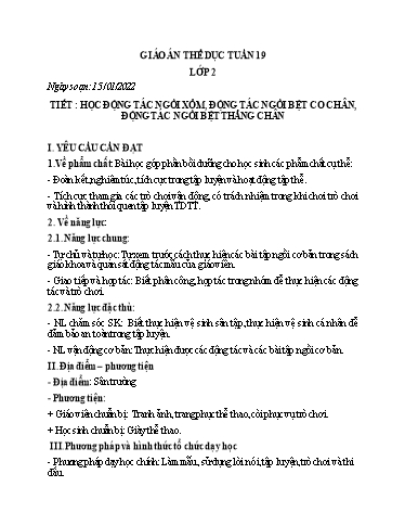 Kế hoạch bài dạy Giáo dục thể chất Lớp 1-4 - Tuần 19 - Năm học 2022-2023 - Bùi Xuân Thân