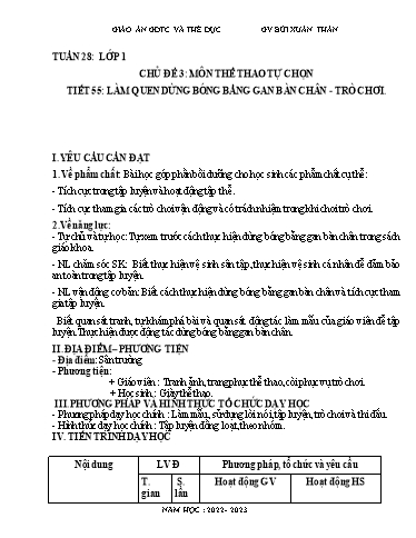 Kế hoạch bài dạy Giáo dục thể chất Lớp 1-4 - Tuần 28 - Năm học 2022-2023 - Bùi Xuân Thân