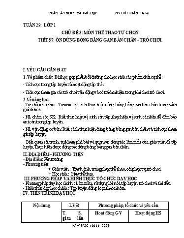 Kế hoạch bài dạy Giáo dục thể chất Lớp 1-4 - Tuần 29 - Năm học 2022-2023 - Bùi Xuân Thân