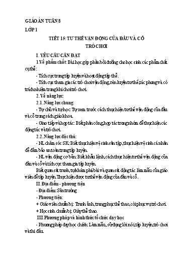 Kế hoạch bài dạy Giáo dục thể chất Lớp 1-4 - Tuần 8 - Năm học 2021-2022 - Bùi Xuân Thân