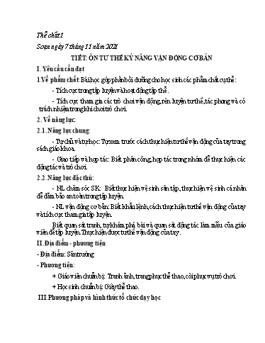 Kế hoạch bài dạy Giáo dục thể chất Lớp 1-4 - Tuần 9 - Năm học 2021-2022 - Bùi Xuân Thân