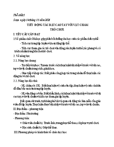 Kế hoạch bài dạy Giáo dục thể chất Lớp 1 - Tuần 10 - Năm học 2021-2022 - Trường Tiểu học Sơn Long