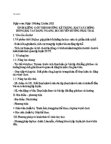 Kế hoạch bài dạy Giáo dục thể chất Lớp 2-4 - Tuần 15 - Năm học 2021-2022 - Trường Tiểu học Sơn Long