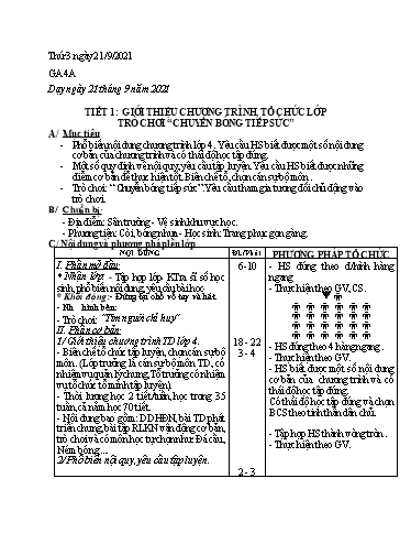 Kế hoạch bài dạy Giáo dục thể chất Lớp 2-4 - Tuần 2 - Năm học 2021-2022 - Trường Tiểu học Sơn Long