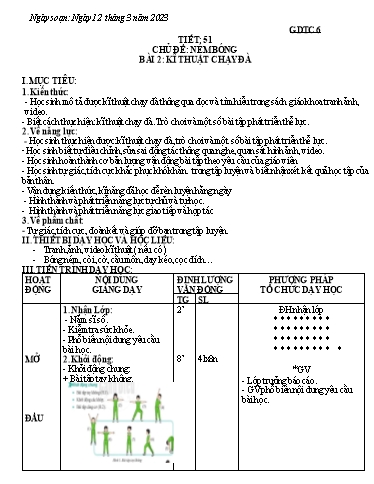 Kế hoạch bài dạy Giáo dục thể chất  Lớp 6 - Tiết 51+52 - Năm học 2022-2023 - Trường THCS Trần Kim Xuyến