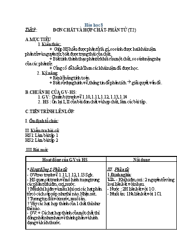 Kế hoạch bài dạy Hóa học 8 - Tiết 9: Đơn chất và hợp chất. Phân tử (T2) - Năm học 2022-2023 - Trường THCS Trần Kim Xuyến