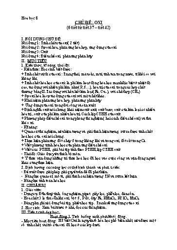 Kế hoạch bài dạy Hóa học 8 - Tuần 19+20, Chủ đề: Oxi - Năm học 2022-2023 - Trường THCS Trần Kim Xuyến