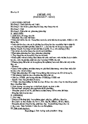 Kế hoạch bài dạy Hóa học 8 - Tuần 21, Chủ đề: Oxi - Năm học 2022-2023 - Trường THCS Trần Kim Xuyến