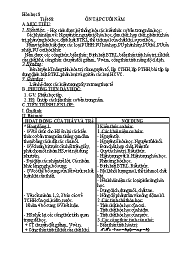 Kế hoạch bài dạy Hóa học 8 - Tuần 35, Tiết 68: Ôn tập cuối năm - Năm học 2022-2023 - Trường THCS Trần Kim Xuyến
