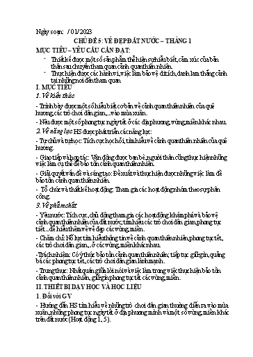 Kế hoạch bài dạy Hoạt động trải nghiệm 7 - Chủ đề 5: Vẻ đẹp đất nước - Tháng 1 - Năm học 2022-2023 - Nguyễn Quỳnh Chi