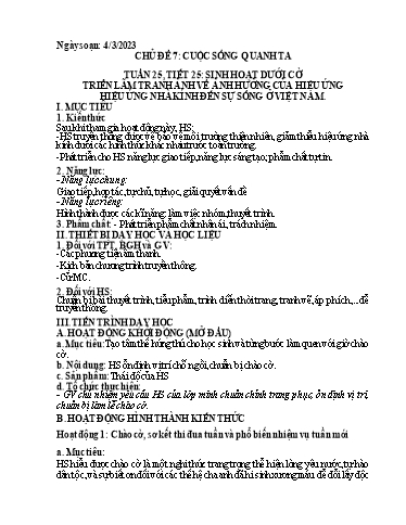 Kế hoạch bài dạy Hoạt động trải nghiệm 7 - Chủ đề 7: Cuộc sống quanh ta - Năm học 2022-2023 - Trường THCS Trần Kim Xuyến
