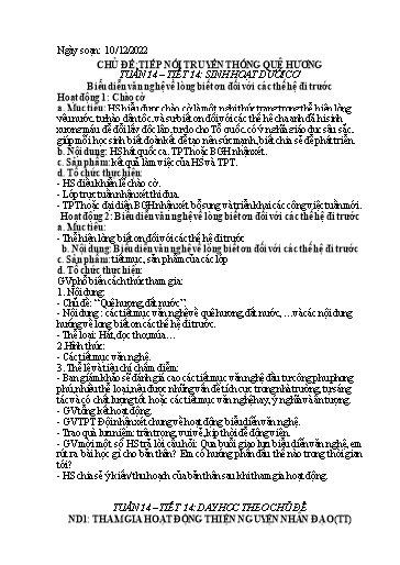 Kế hoạch bài dạy Hoạt động trải nghiệm 7 - Chủ đề: Nối tiếp truyền thống quê hương - Năm học 2022-2023 - Nguyễn Quỳnh Chi